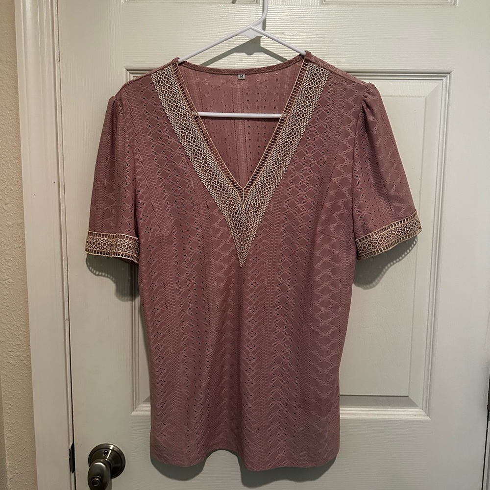 IFFEI Women's Summer Dressy Tops - Pink/Mauve - Size M